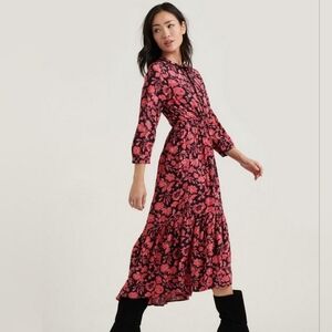 Lucky Brand Floral Pink And Black Dress